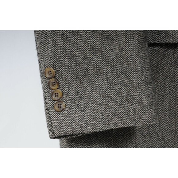 Ralph Lauren Chaps Mens Blazer Size 46 Long Black Tan Herringbone Sport Coat - Picture 5 of 10